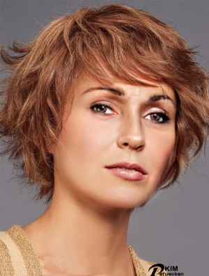 Damen Perücke Layered Kurze Remy Menschliches Haar Auburn Perücken
