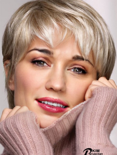 Perücke Cap Blond Cropped Gerade Boycuts Perücken