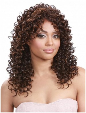 Curly Indian Remy Hair Brown Lange Flexibilität 3/4 Perücken