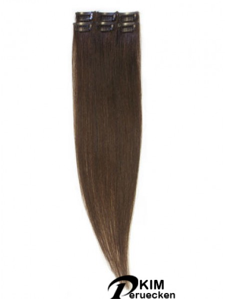 Beliebte Brown Straight Remy Echthaarspange in Haarverlängerungen
