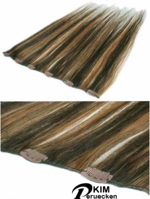 Mode Brown Straight Remy Echthaarspange in Haarverlängerungen