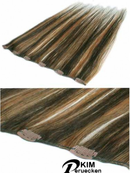 Mode Brown Straight Remy Echthaarspange in Haarverlängerungen