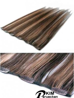 Hochwertige Brown Straight Remy Echthaarspange in Haarverlängerungen