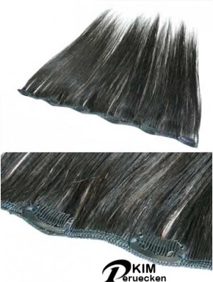 Fabelhafte schwarze gerade gerade menschliche Haarspange in Haarverlängerungen
