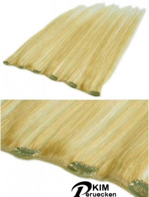Erschwingliche Blonde Straight Remy Echthaarspange in Haarverlängerungen