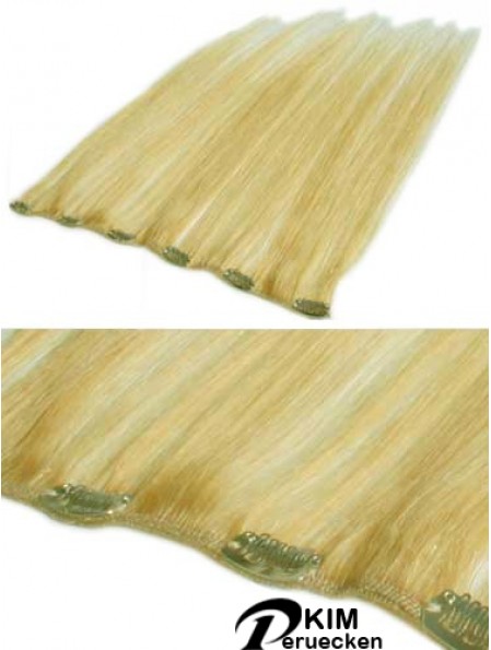 Erschwingliche Blonde Straight Remy Echthaarspange in Haarverlängerungen