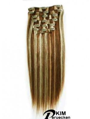 Neue Brown Straight Remy Echthaarspange in Haarverlängerungen