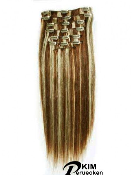 Neue Brown Straight Remy Echthaarspange in Haarverlängerungen