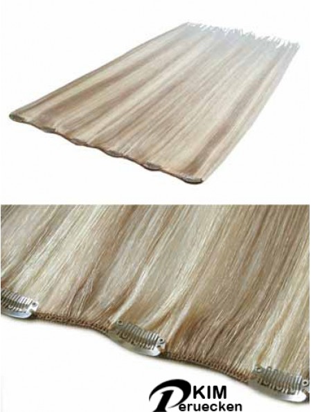 Praktische Blonde Straight Remy Echthaarspange in Haarverlängerungen