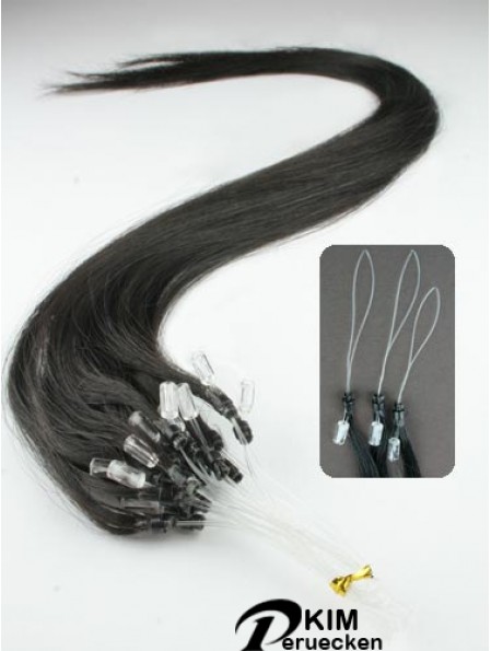 Praktische schwarze gerade Micro Loop Ring Haarverlängerungen