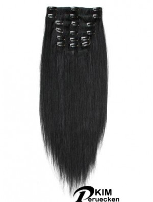 No-Fuss Black Straight Remy Echthaarspange in Haarverlängerungen