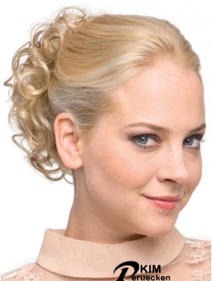 Wickeln Sie um Pony Hairpeice mit synthetischer blonder Farbe