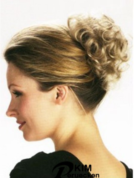 Stil Blonde Curly Synthetic Clip In Haarteilen