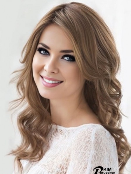 Trendy Brown Long Wavy Layered Echthaar Perücken