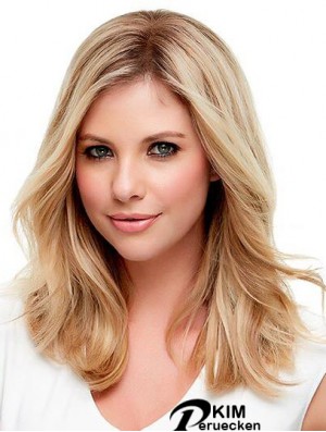 Echthaar Wellige Blondine Mit Monofilament Blonde Farbe Schulterlänge