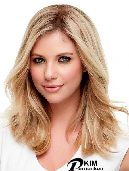 Echthaar Wellige Blondine Mit Monofilament Blonde Farbe Schulterlänge