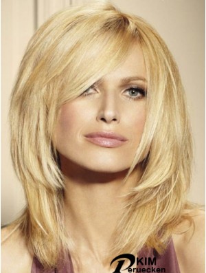 100% Echthaarperücken Blonde Farbe Schulterlanger Schichtschnitt