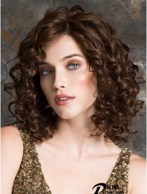 Günstige Lace Front Perücke mit Pony 100% handgebundene Schulterlänge