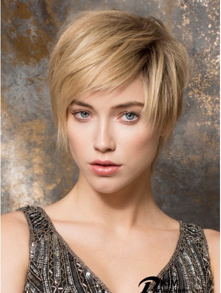 Damen Monofilament Perücke Sale 100% handgebundene blonde Farbe Boycuts