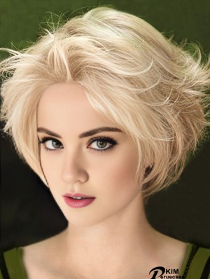 Natürliche gerade Remy Echthaar Spitze Front Perücke Blonde Farbe