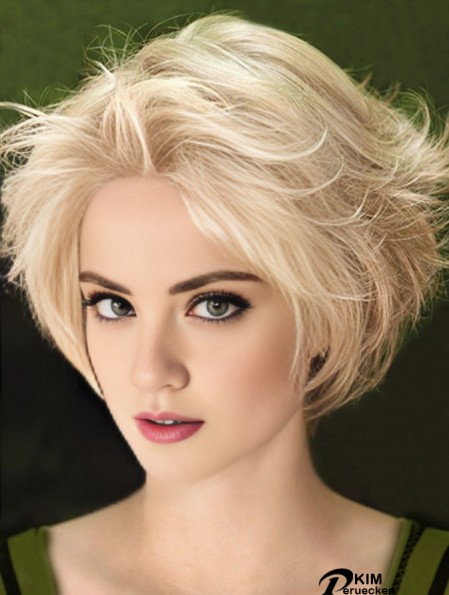 Natürliche gerade Remy Echthaar Spitze Front Perücke Blonde Farbe