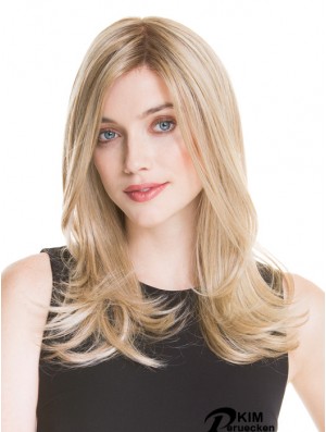 Monofilament lange blonde Perücke UK 100% handgebundene gerade Art