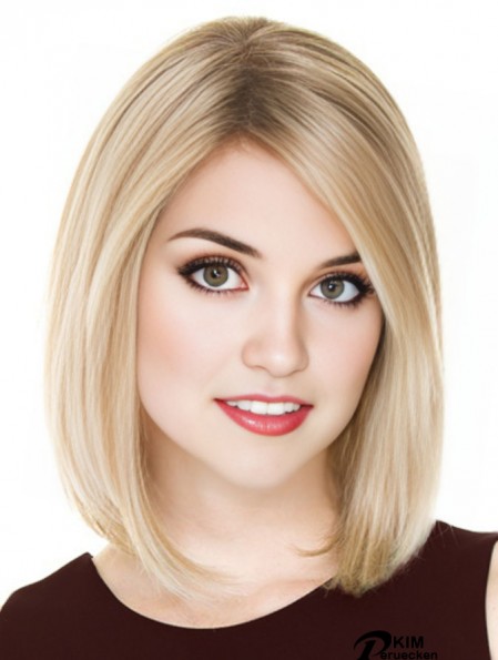 Bob Cut Perücken Frauen 100% handgebunden Blonde Farbe Schulterlänge