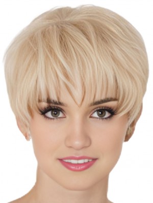 Echthaar Mono Topper Mit Monofilament Boycuts Kurzer Länge Gerader Stil
