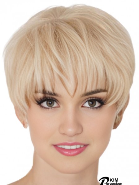 Echthaar Mono Topper Mit Monofilament Boycuts Kurzer Länge Gerader Stil