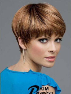 UK Mono Perücken Menschenhaar Braune Farbe Boycuts Lace Front