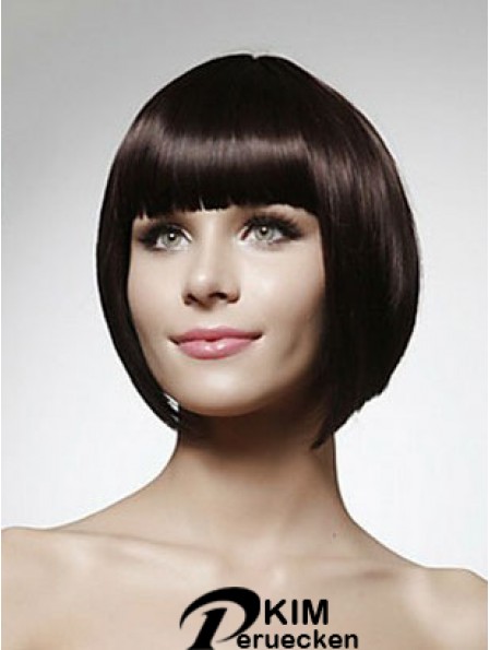 Günstige menschliche Bob Perücken Kinn Länge Bobs Cut Black Farbe Straight Style