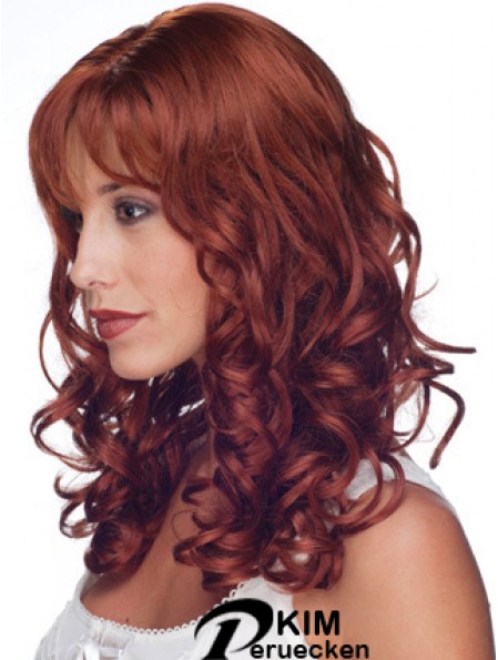 16  inchRed Remy Mensch lockig lang mit Pony Monofilament Perücke Sale UK