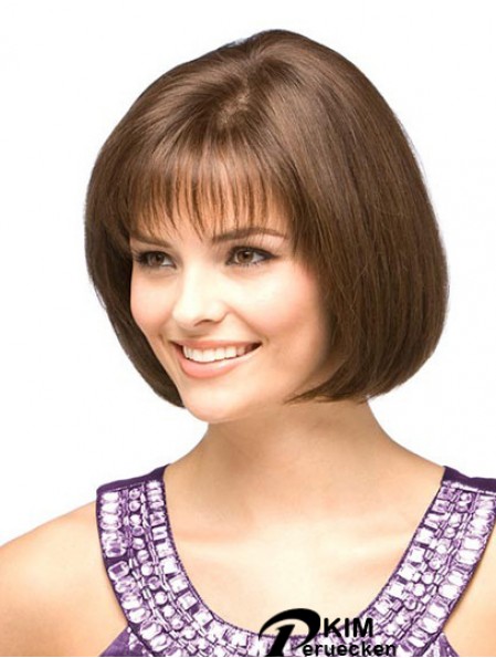 Günstige menschliche Bob Perücken mit Monofilament Kinn Länge Auburn Farbe