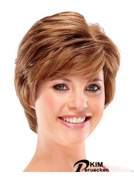 Entworfen Auburn Short Wavy Layered 6 Zoll Echthaar Perücken