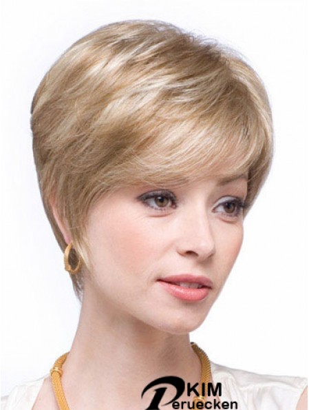 Blonde Echthaar Perücken Blonde Farbe Straight Style Layered