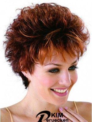 Remy Human Cropped Lace Front lockige zierliche Monofilament Cap Perücken