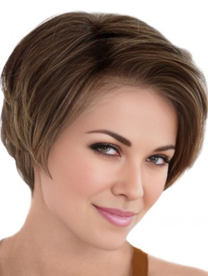 Erschwingliche Lace Front Perücken Straight Style Braune Farbe Kurze Länge