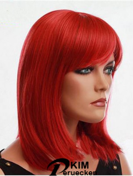 Echthaar rote Perücke mit Pony Capless rote Farbe Straight Style