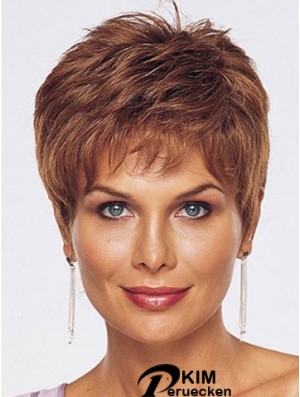 Straight Style Cropped Length Auburn Farbe Perücke