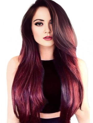 Echthaar Lace Front Perücken mit Pony Straight Style Long Length