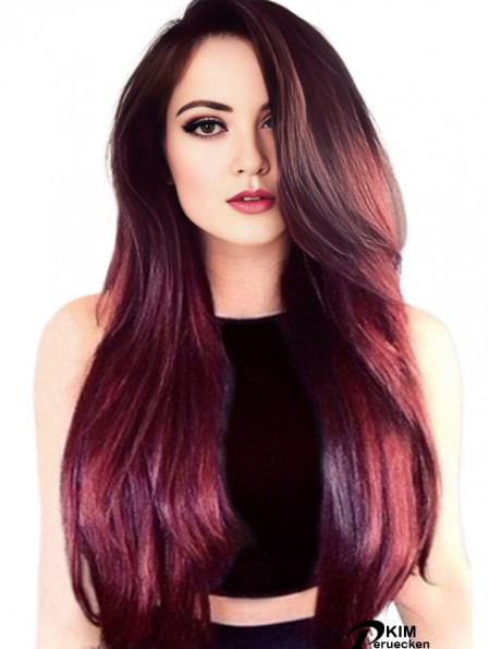 Echthaar Lace Front Perücken mit Pony Straight Style Long Length
