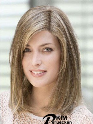 14 Zoll Flexibilität Blond mit Pony Monofilament Perücken