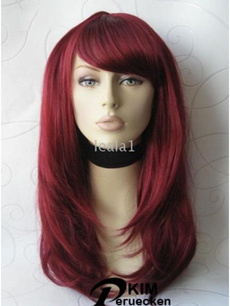Front Lace Perücke mit Pony lange Länge gerade Stil rote Farbe