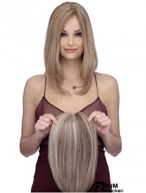Schulterlange gerade ohne Pony Günstige blonde Spitze vorne Perücken