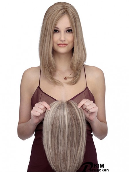 Schulterlange gerade ohne Pony Günstige blonde Spitze vorne Perücken