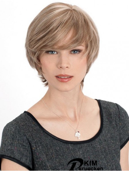 Monofilament Straight Layered Chin Länge 8 Zoll Rabatt Echthaar Perücken