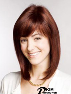 13 Zoll Auburn Schulterlänge mit Pony Straight Best Lace Perücken
