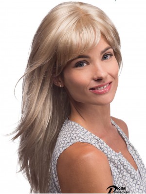 Lange blonde Menschenhaar Perücken Blonde Farbe Straight Style Layered Cut