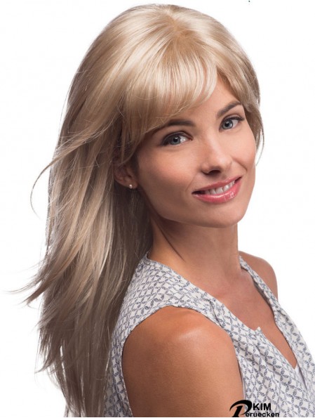 Lange blonde Menschenhaar Perücken Blonde Farbe Straight Style Layered Cut