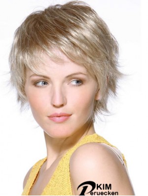 8 Zoll blonde Kinn Länge geschichtet gerade gerade wunderschöne Spitze Perücken